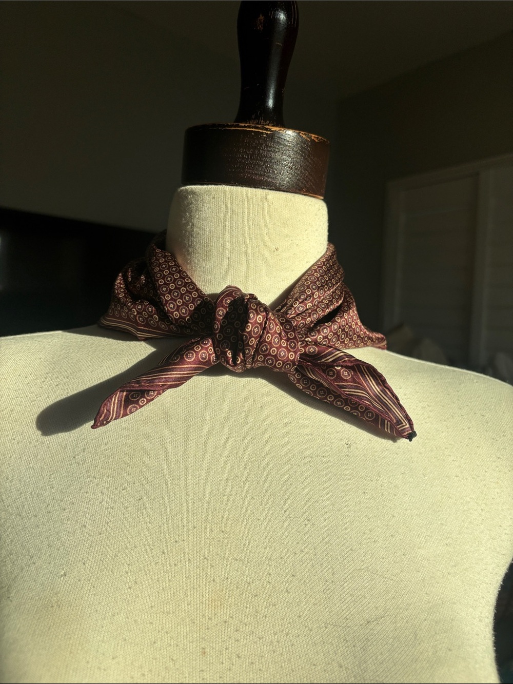 Classic Brown Patterned Silk Neck Scarf - Women Accessories